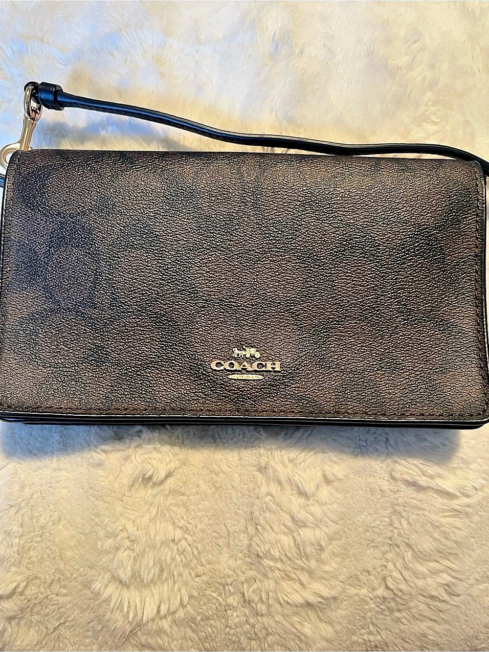 Coach Signature Wallet Crossbody In Canvas Black & Brown